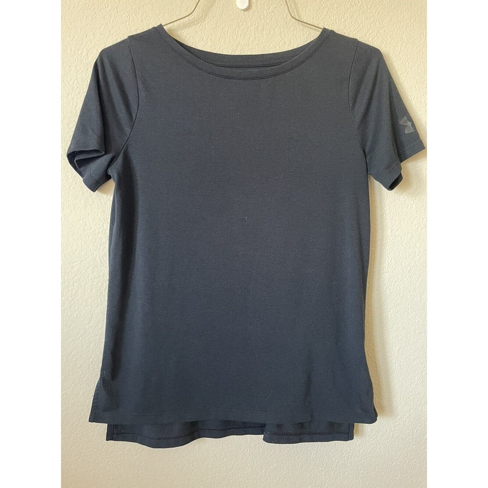 Under Armour HeatGear Logo Round Neck Short Sleeve Loose Athletic Top Size S